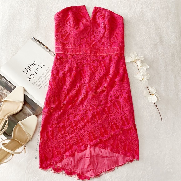 Adeyln Rae Lace Strapless Dress in Rose Pink - Picture 5 of 14